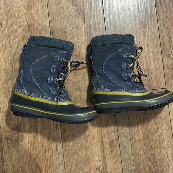 LL Bean Snow Winter Duck Tall Boots Blue Lined Youth Size - Picture 7 of 9